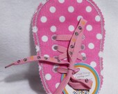 Christmas in July Sale Felt Pink Polka Dotted Spotted Learn to Tie Your Shoe Great Educational learning toy Il_170x135