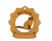 7090 Birman Cat Sitting Personalized Wood Ornament