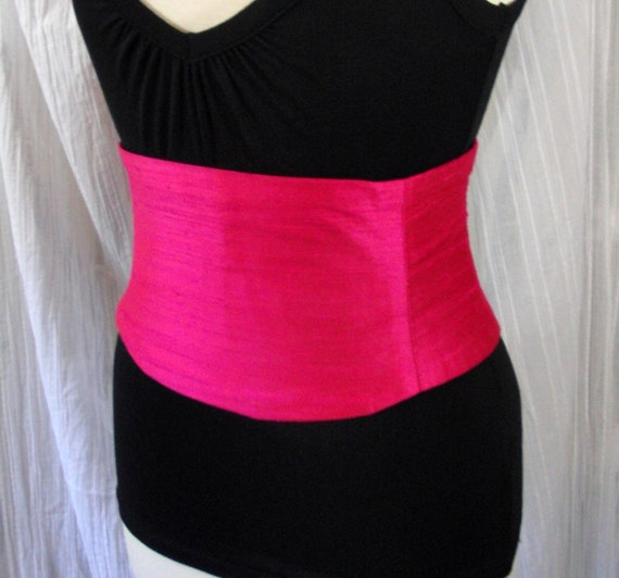 Waist Cincher Corset Belt Hot Pink Silk Any Size Custom B