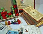 Craft Supplies - 1950s Monopoly Game PARTS - Monopoly Money, Game Pieces, Center Board Cards, Property Cards, Hotels Motels Craft Supplies - 1950s Monopoly Game PARTS - Monopoly Money, Game Pieces, Center Board Cards, Property Cards, Hotels Motels