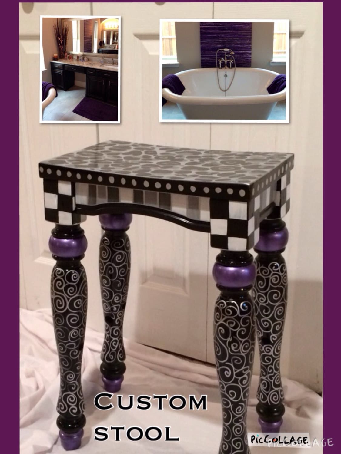 Whimsical Painted Furniture painted bar stool // custom