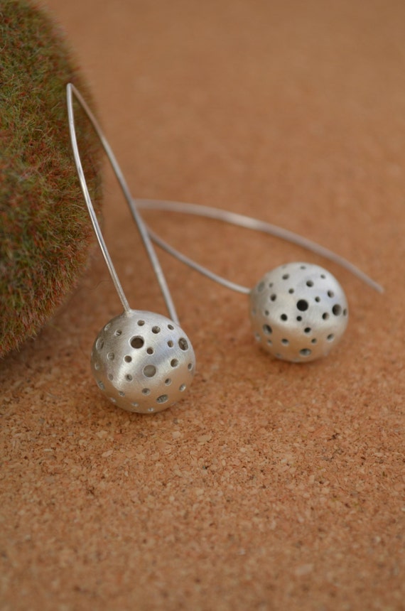 Items similar to Sterling Silver Dangle Earrings with Drilled Holes on Etsy