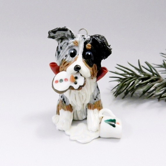 australian shepherd blue merle christmas ornament figurine australian shepherd blue merle christmas ornament figurine