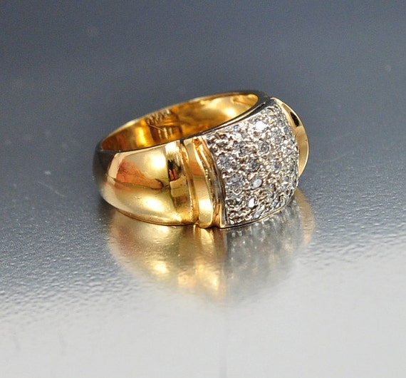 Vintage Gold Wide CZ Pave Wedding Band Ring Size 5.5