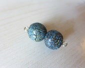 Dark Crackle Babies, earring pair. Polymer clay artisan beads with gold glitter shards and crackling effect.