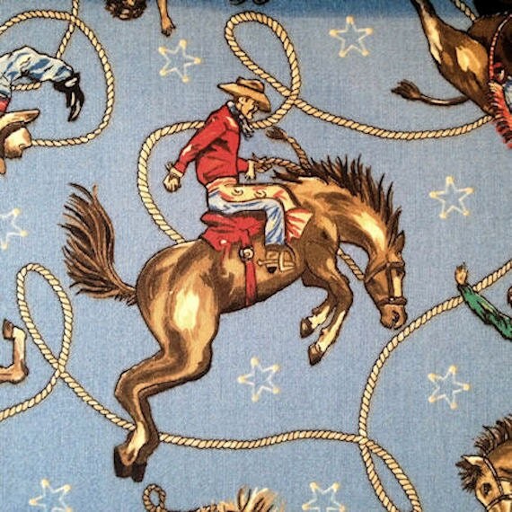 Giddy Up Cowboy Cowgirl Rodeo Horse Novelty Print Fabric