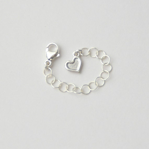 Solid 925 Sterling Silver Jewelry Extender. Custom Sizes. Heart Charm