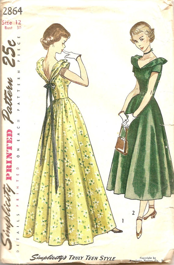 1940's Vintage Dress Sewing Patterns Gown Prom Evening Tenderlane