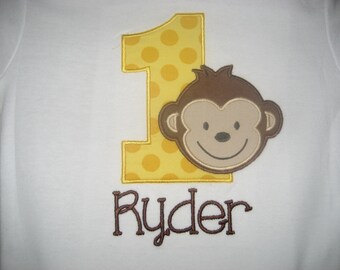 Baby boy Monkey Birthday bib, Monkey First Birthday, Baby bib