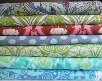 Blue Green Brown Pink Half Yard Fabric Bundle  - Westminster - Amy Butler - Last One - Reg 38.49