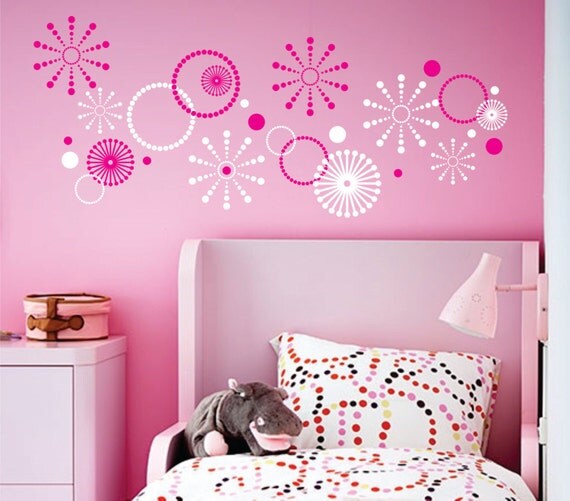 Circles Dots and Retro Shapes wall decal set of 30 Dorm