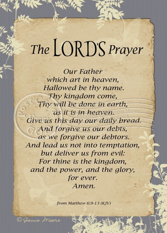 The Lords Prayer / Scripture Prayer Christian by PostcardsFromGod