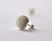 Bridal ear studs silver pearly beads bridal jewelry