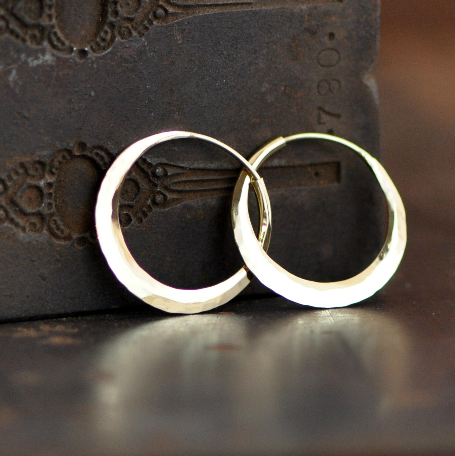 gold endless hoop earrings 18k