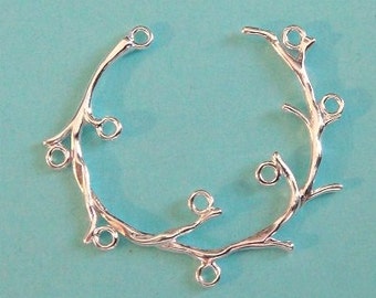 Sterling Silver Vine Link Connector Pendant, 18x28mm, 1 PC