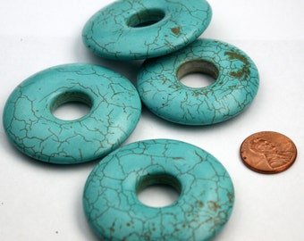 Howlite Turquoise Donut Beads about 2 inch - about 45mm-55mm - ship from California USA