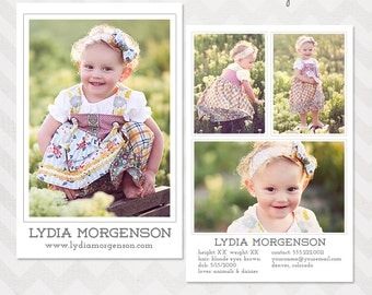 Model Comp Card Template for Professional Photographers - INSTANT DOWNLOAD
