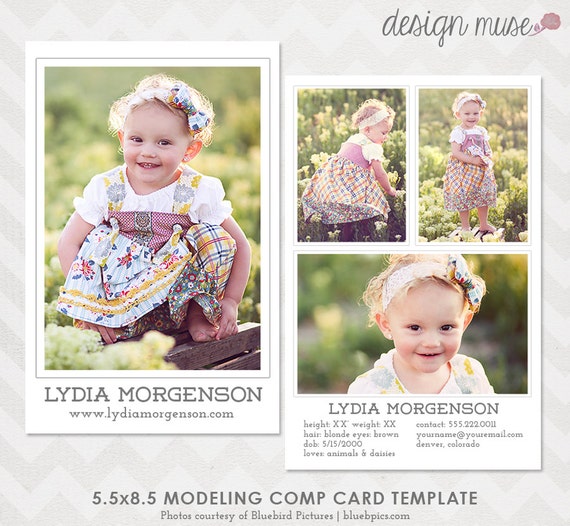 Model Comp Card Template for Professional Photographers