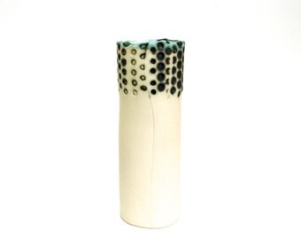 hand built porcelain vessel with dots
