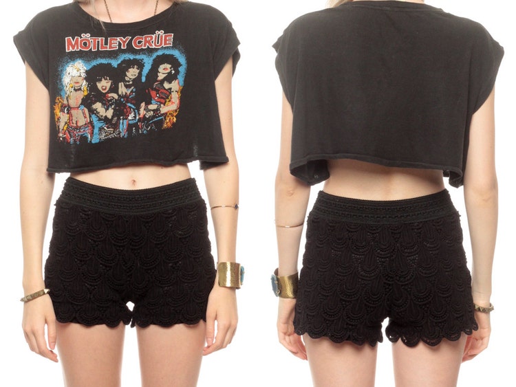 metal band crop tops