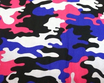 Camouflage print fabric in pink and purple