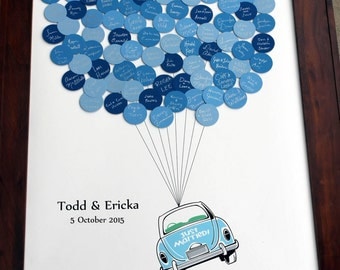 Wedding Guest Book Just Married Car Balloons for up to 150 Guests