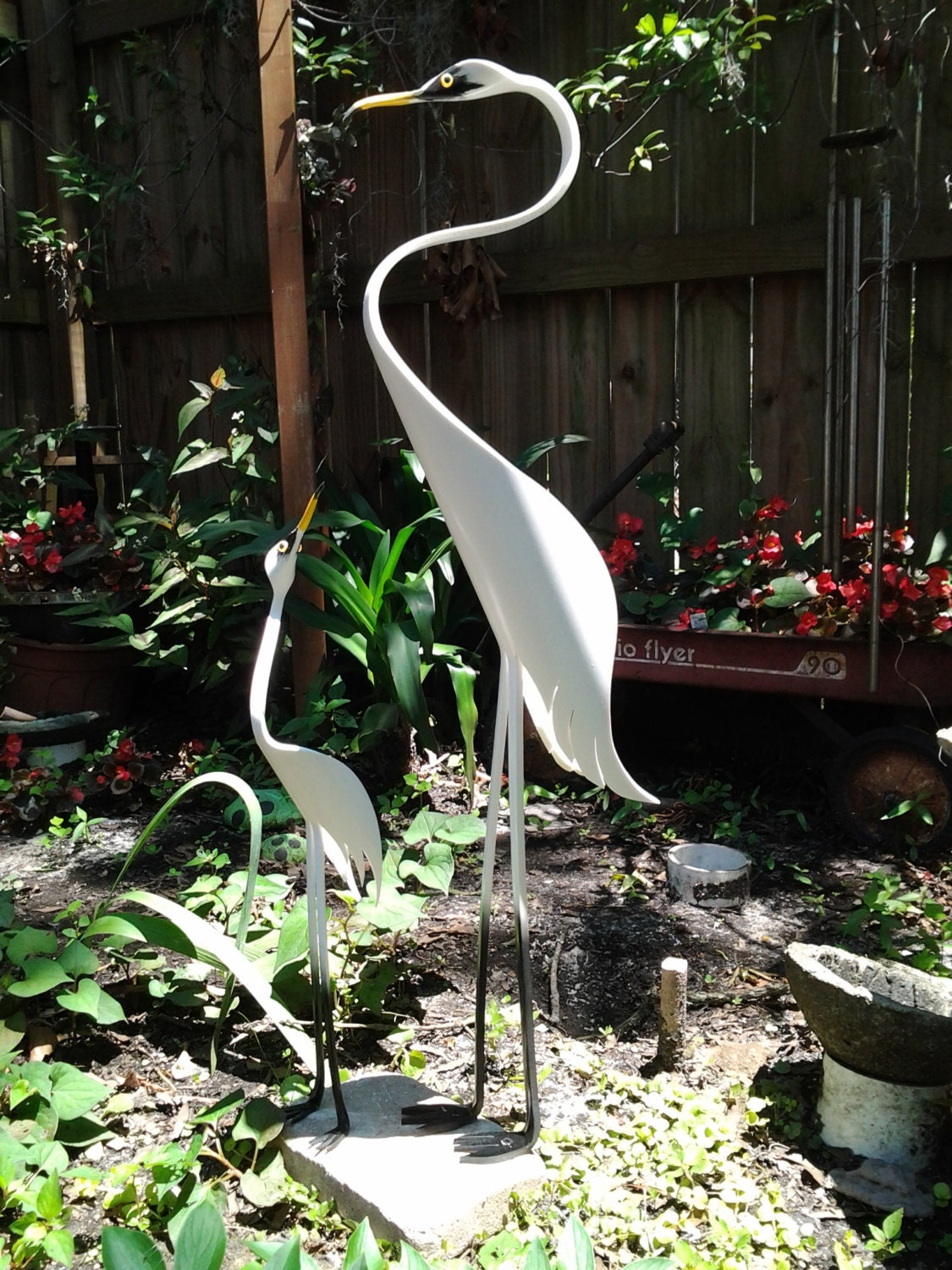 plastic egret lawn ornament