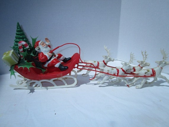 vintage santa sleigh reindeer decoration small by junquegypsy vintage santa sleigh reindeer decoration small by junquegypsy