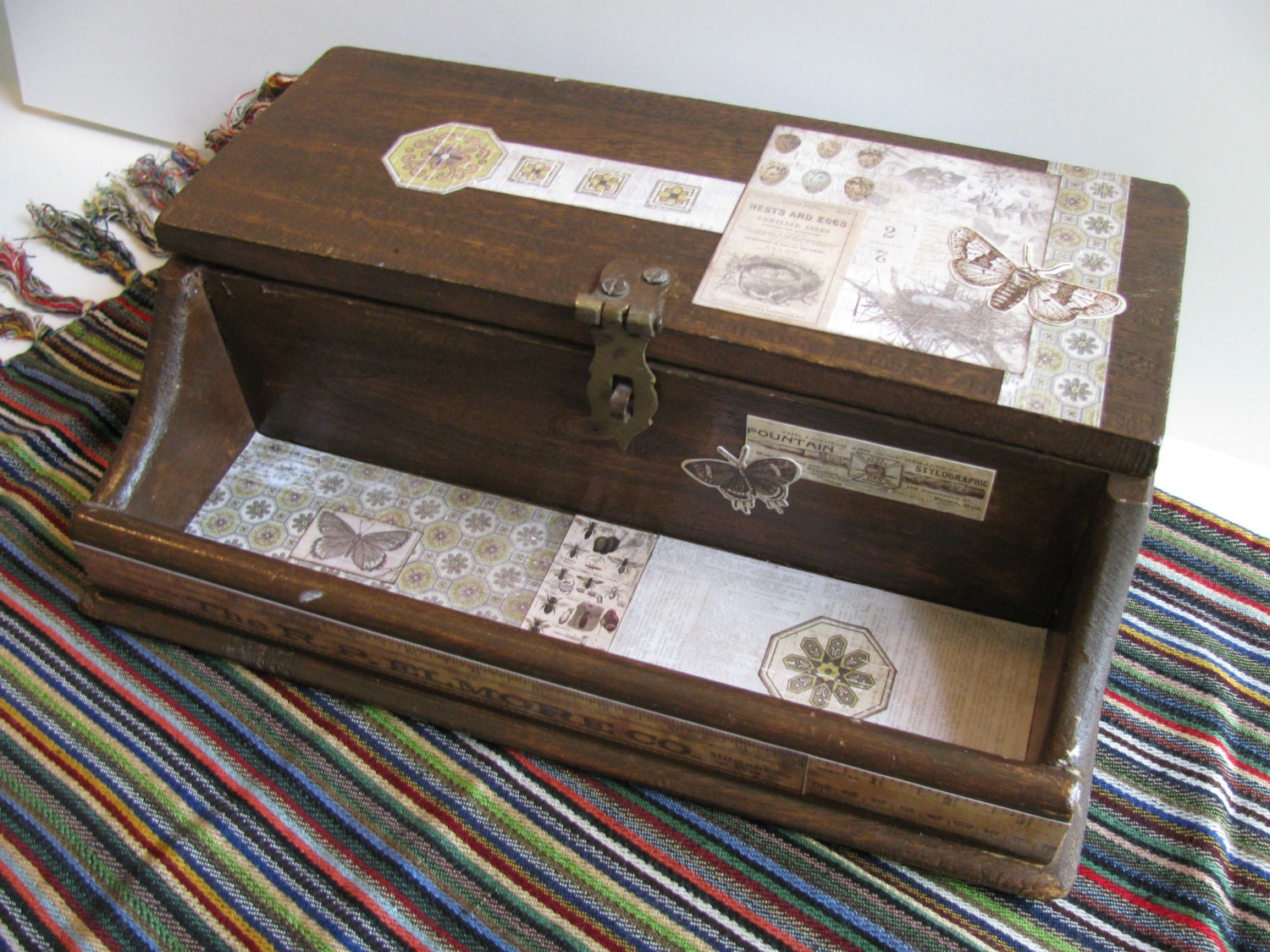 Secretary Desk Organizer Vintage Decoupaged Upcycled by LydiasPost