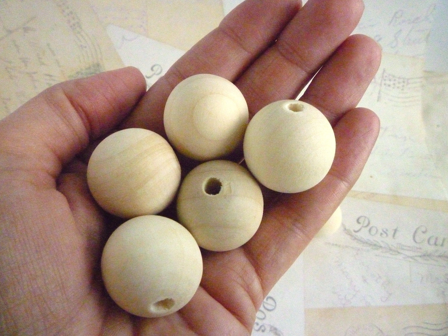 Round Wooden Beads Natural 25mm Pack of 50