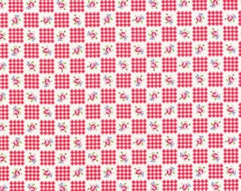 Flower Sugar Fall 2013 Red Gingham and Roses Cotton Fabric by Lecien 30844-30