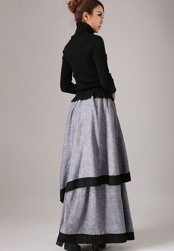 Skirt linen skirt long skirt for women tiered skirt maxi
