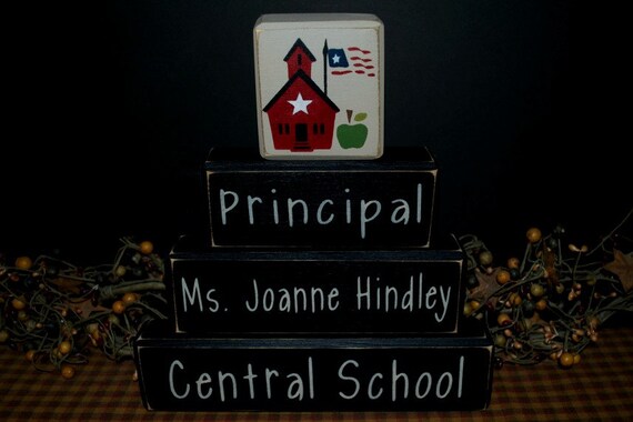 Principal School Name custom personalized primitive wood