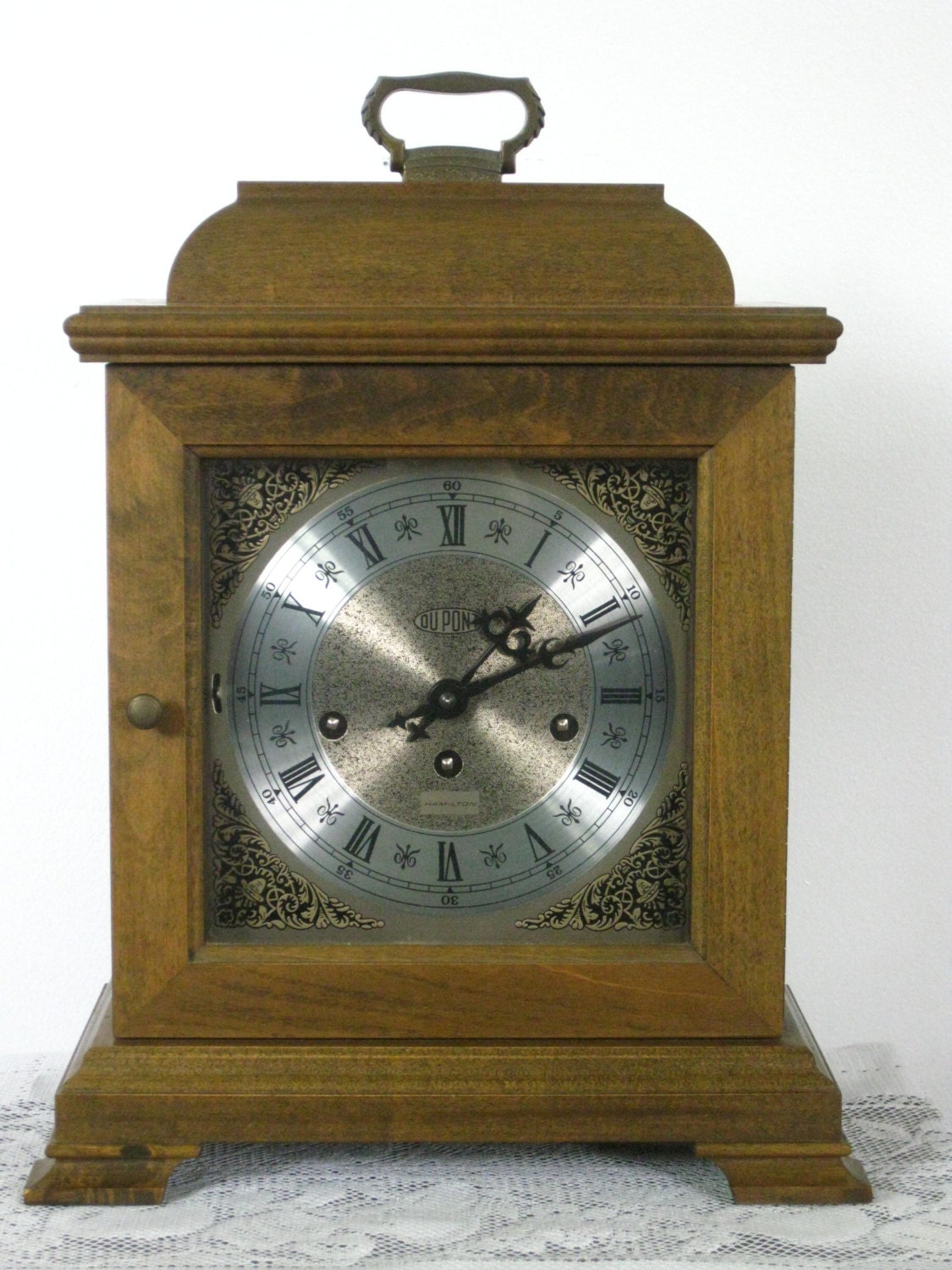 RESERVED Vintage Hamilton Mantle Clock Wheatland Dupont Wood