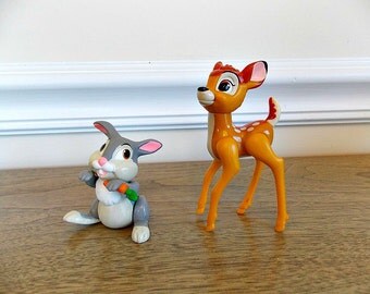 Disney, Bambi, Thumper, Deer, Rabbit, Disney Bambi, Figurine, Vintage ...