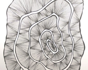 Labrynth . Original Abstract Pen Drawing . Black and White Art . Abstract Line Drawing