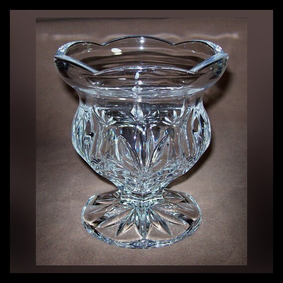 Vintage Czech Glass Cut Crystal Vase / Bohemia 24 % Full Lead