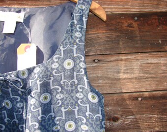 Vintage 1980 Bohemian Blue Silk Dress