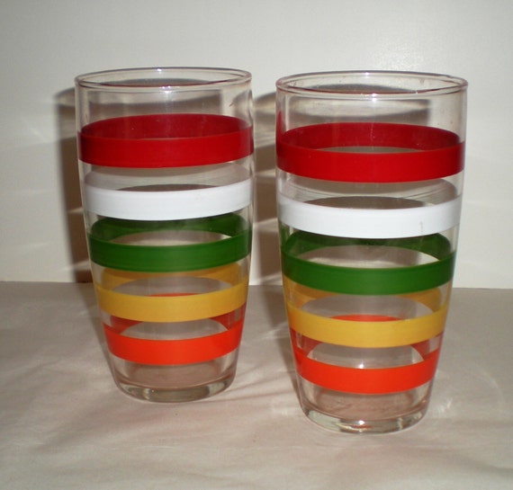 Vintage Striped Drinking Glasses 1950's