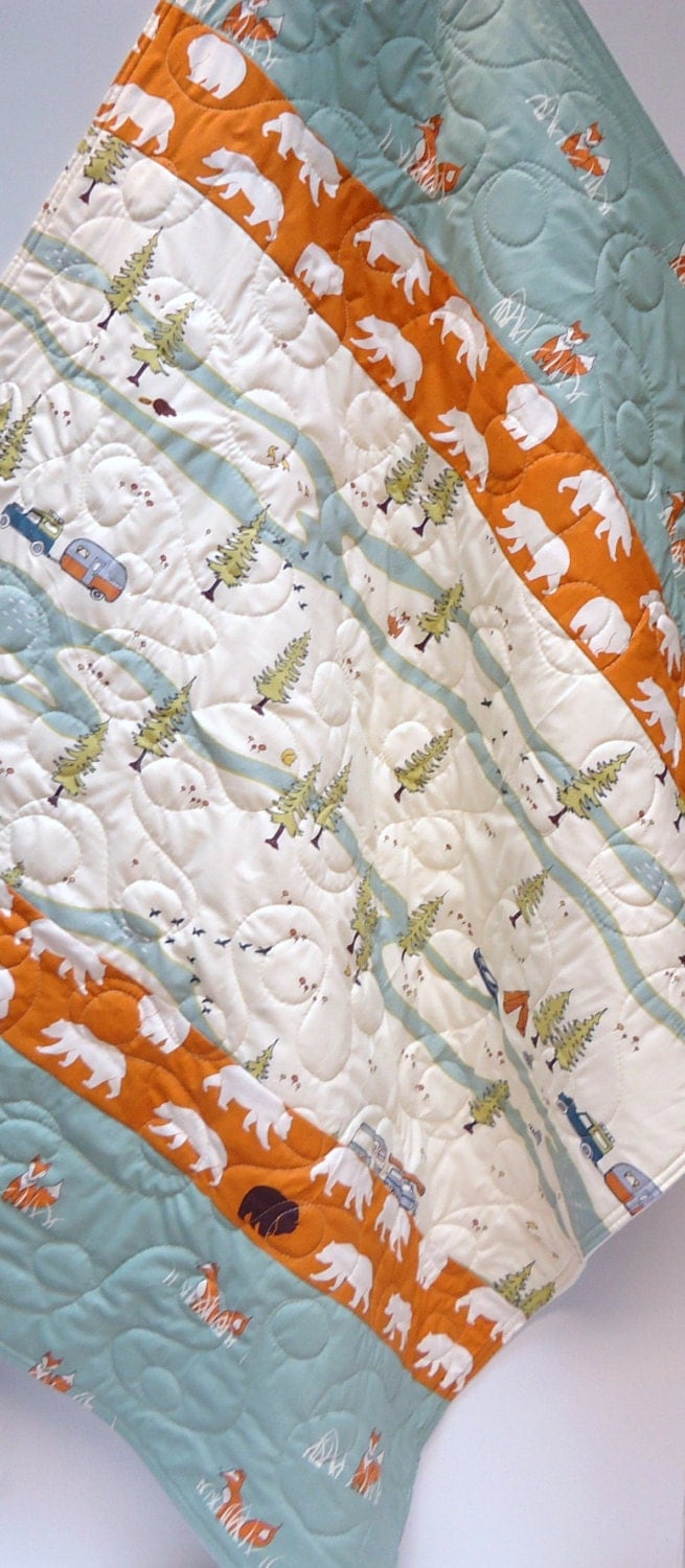 Modern Baby Quilt-Rustic Baby Boy Bedding-Big Sur Organic