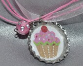 Pink Cupcake Bottle Cap Necklace Il_170x135