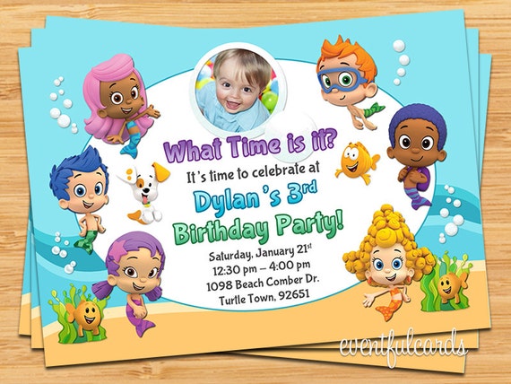 Bubble Guppies Kids Birthday Party Invitation Printable Digital File Il_570xn