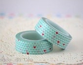 Mini Red Hearts Washi Tape - Scrapbooking - Paper Decor - Party Decor - Christmas Supplies - 1 pcs- 10 mt - Ready to Ship.