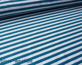 Lillestoff Stretchjersey "Stripes" Teal / White by Lillestoff Organic Cotton Fabric