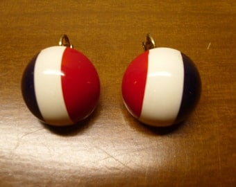 Vintage 1960's Red, White & Blue Clip-On Earrings