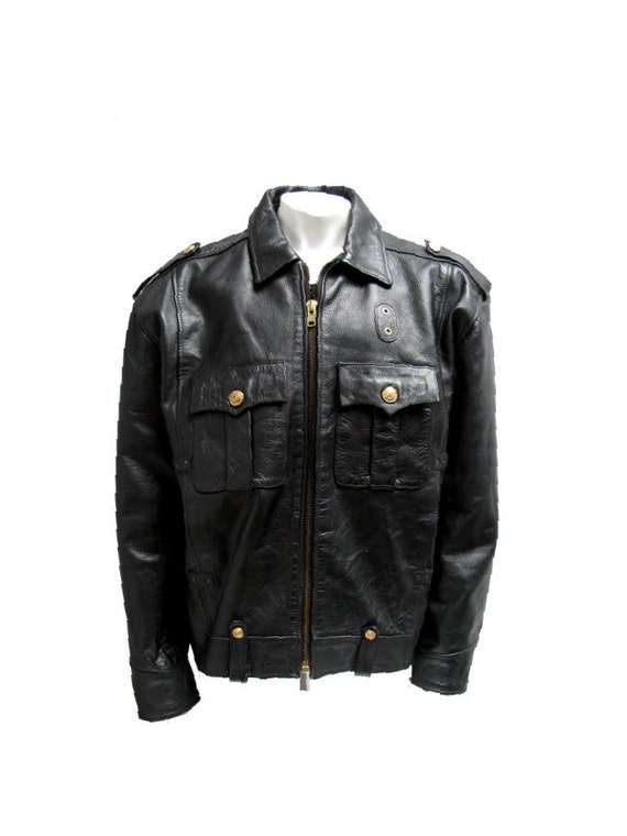 Vintage Leather Jacket Unik Mens Chicago City Police Leather
