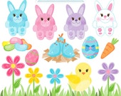 Easter Elements Cute Digital Clipart - Commercial Use OK - Easter Bunny Clipart, Easter Graphics Il_170x135