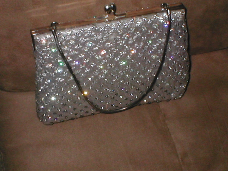 Vintage Rhinestone Silver Evening Purse by MAGID by yesteryearglam