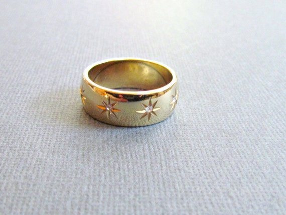 Seta Gold Plate Ring CZ Stones // Gold Wedding by vintagepaige