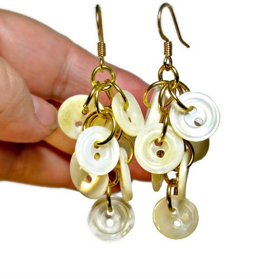 Repurposed Button Earrings Repurposed Jewelry by BluKatDesign